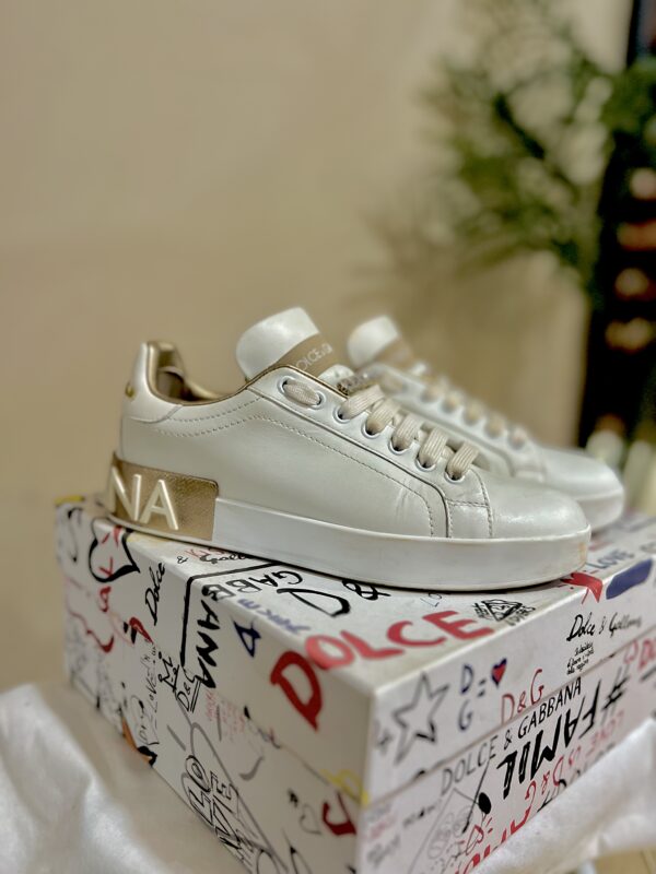 Baskets Dolce&Gabbana Portofino cuir White and gold – Image 3