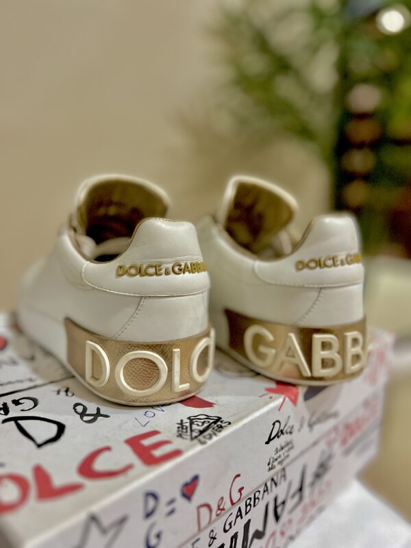 Baskets Dolce&Gabbana Portofino cuir White and gold – Image 2